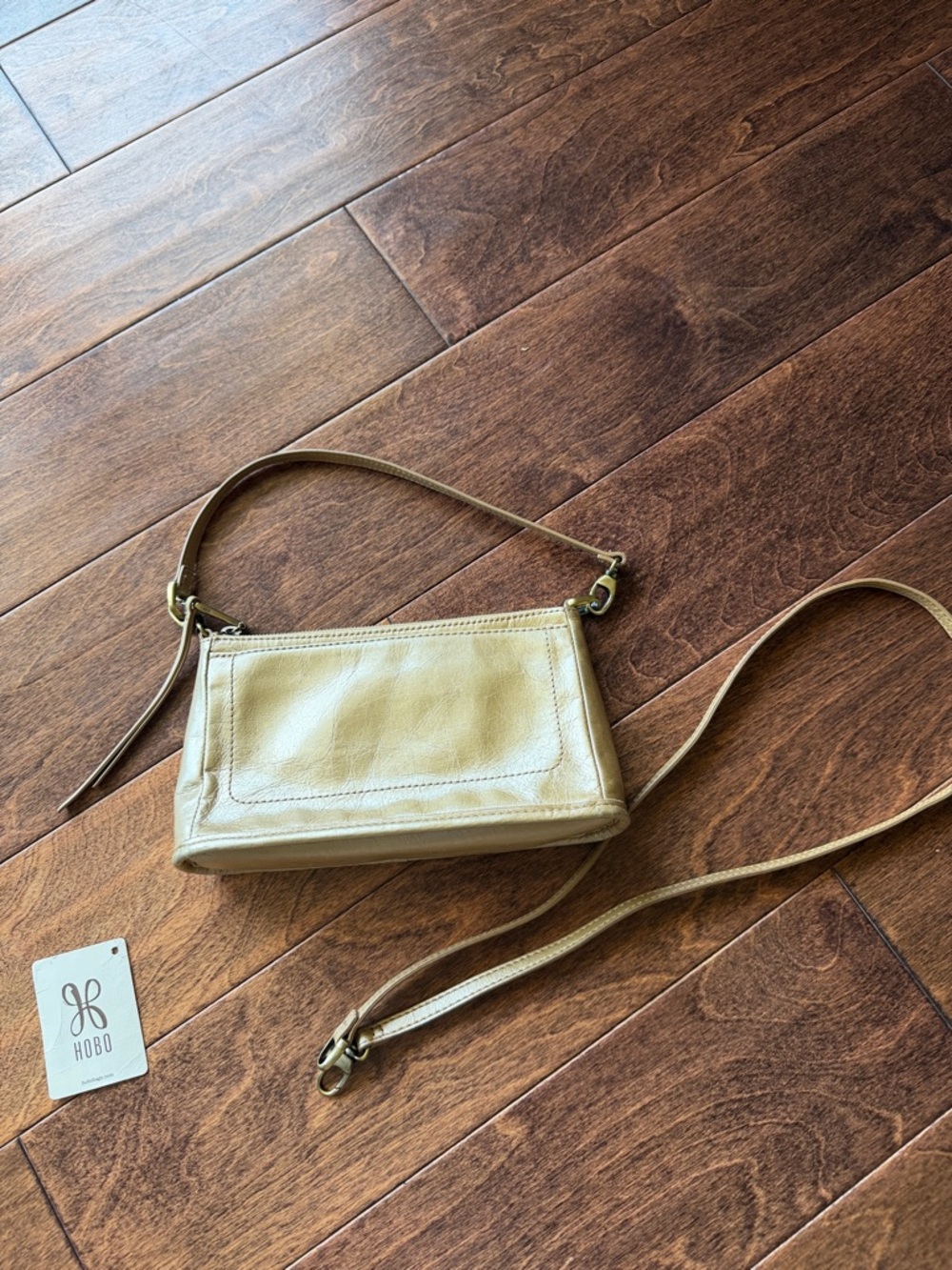 HOBO Gold Metallic Leather Convertible Mini Crossbody Wristlet